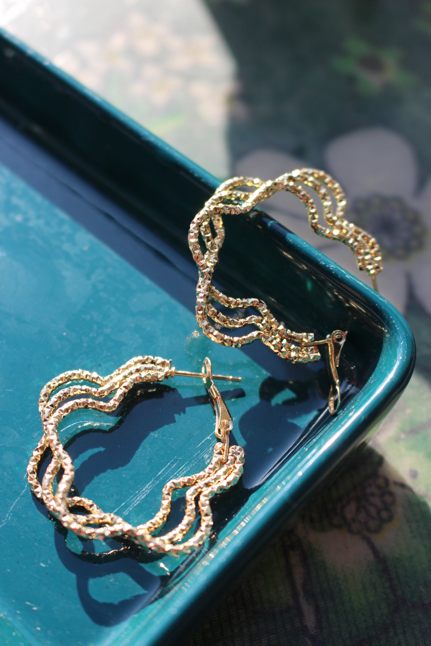 Textured Wave Hoop Earrings
